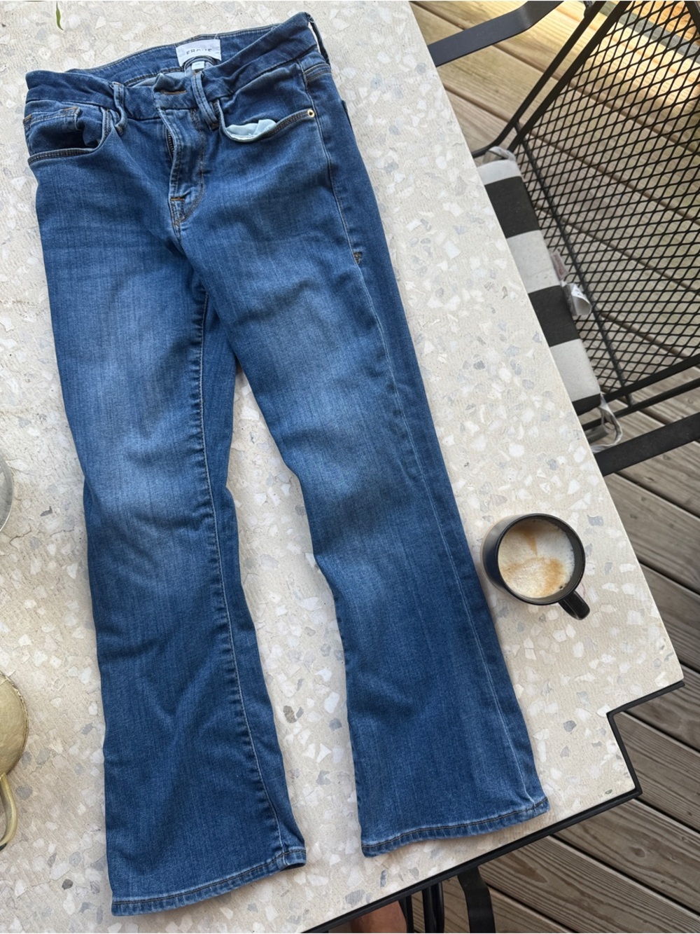 Frame Denim Blue Cropped Mini Boot Jeans